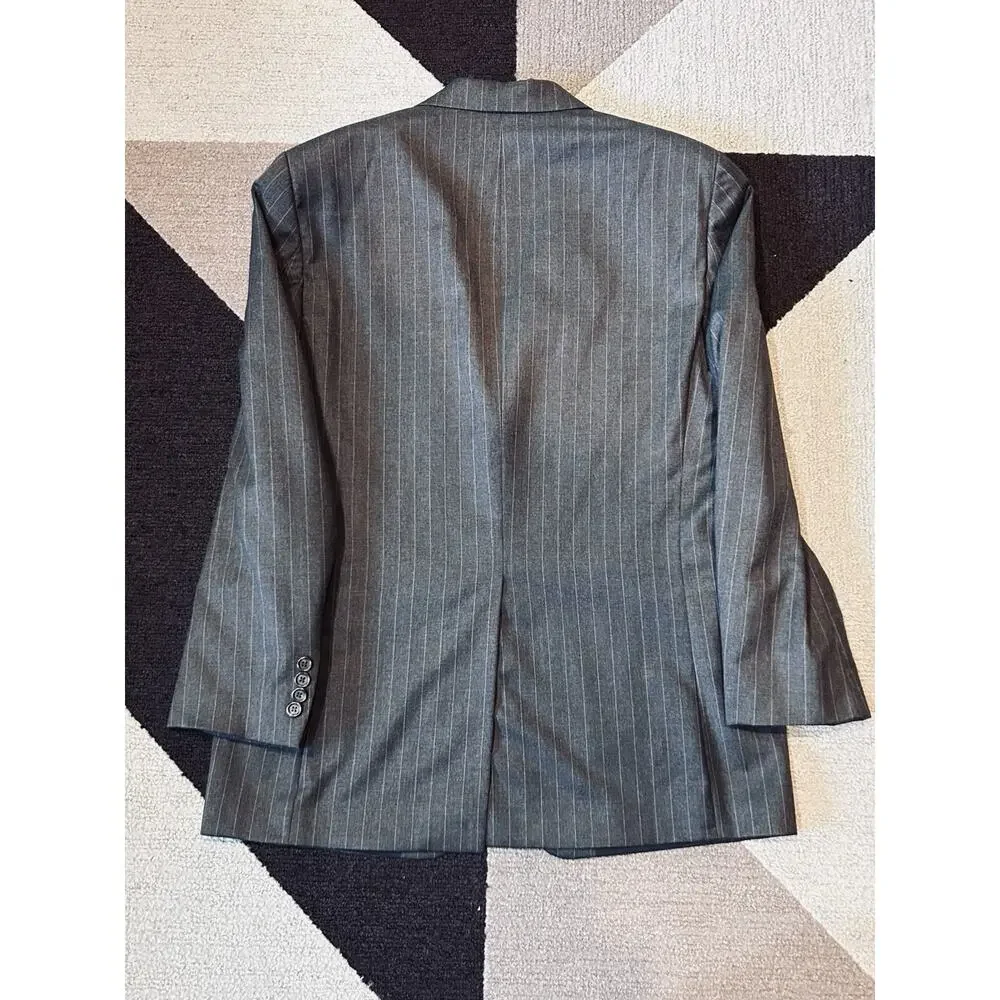 Lauren Ralph Lauren Mens Blazer Two-Button Striped Gray Formal‎ Suit Jacket 40R